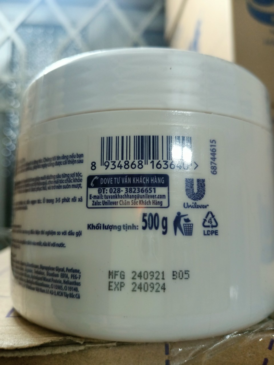 Kem Ủ Tóc DOVE Phục Hồi Hư Tổn 500g