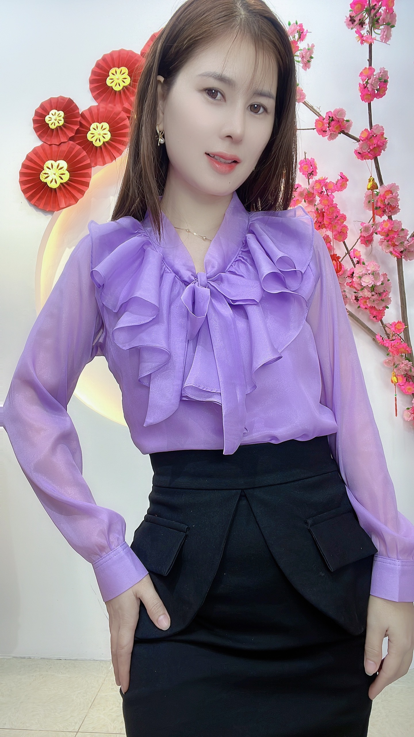 AT1- ÁO KIỂU NỮ CÔNG SỞ BÈO CỘT NƠ
