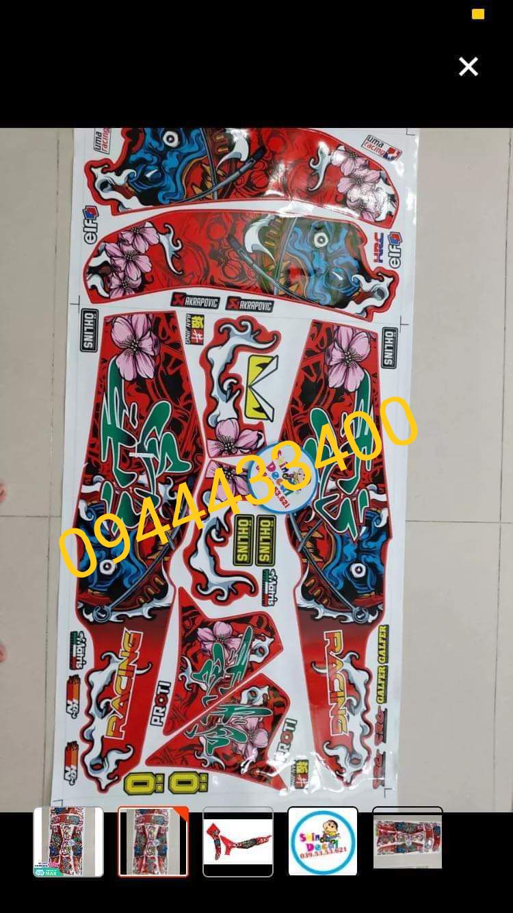 Tem rời sirius mặt quỷ dán cho xe đỏ
