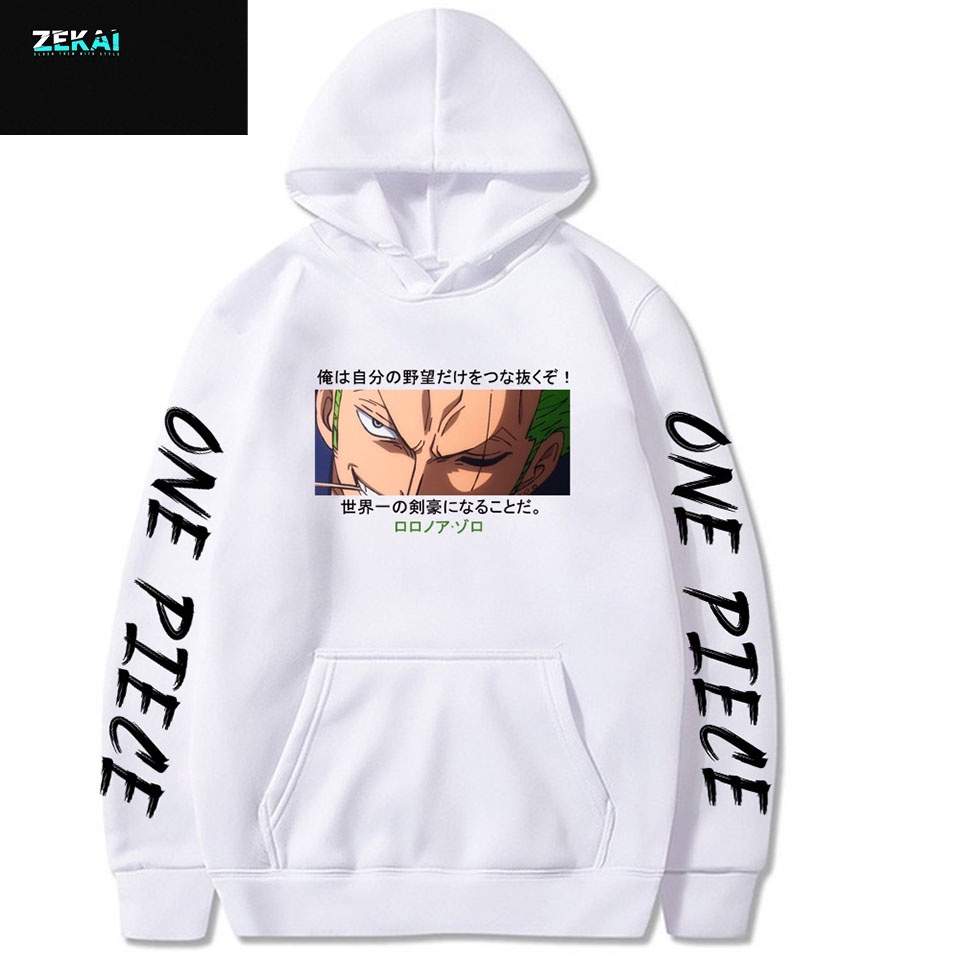 Áo Hoodie One Piece Roronoa Zoro - Áo đen trắng in hình