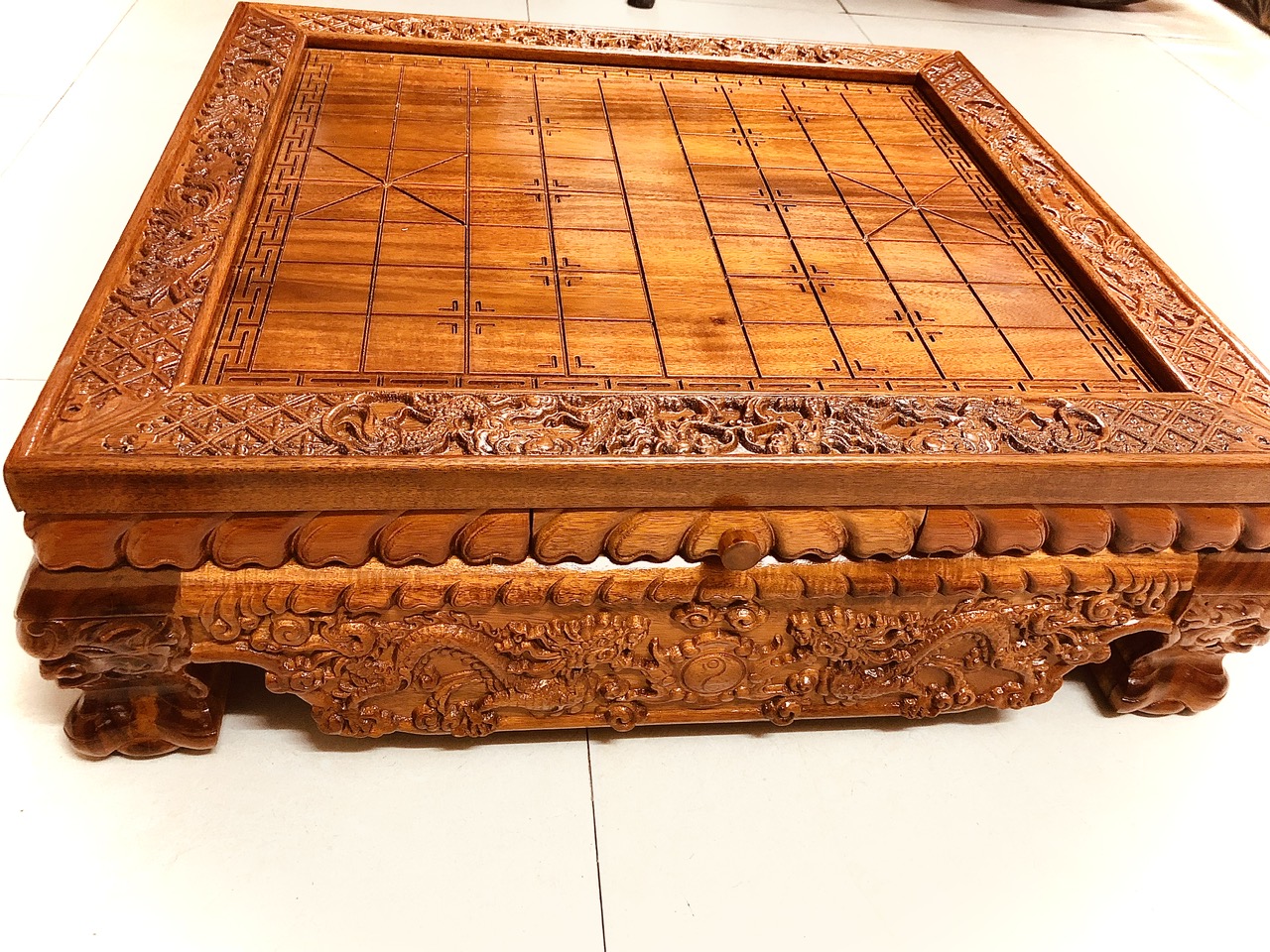 Bàn Cờ Tướng Gỗ Gõ Cao Cấp [ chỉ bàn chưa quân ]