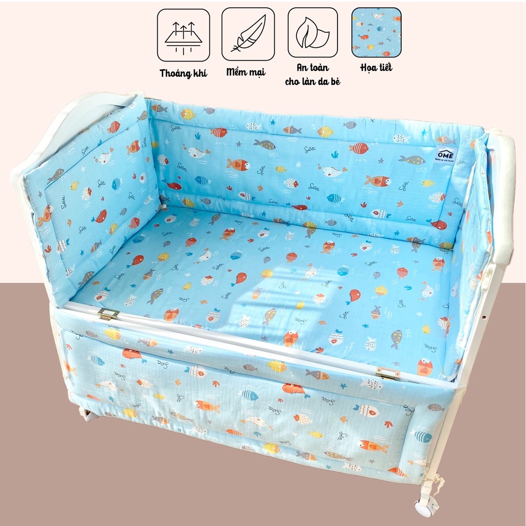 Bộ quây cũi vải kèm ga bọc nệm OME