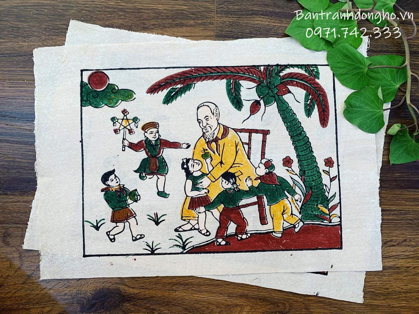 Tranh Đông Hồ Bác Hồ và các cháu thiếu nhi