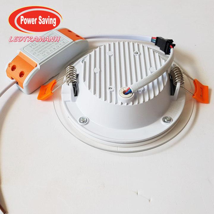 Đèn led âm trần H2 9w 3màu viền kính