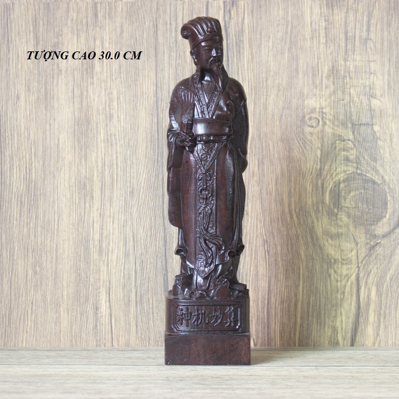 Tượng khổng minh gia cát lượng bằng gỗ đàn hương thơm cao 15 cm