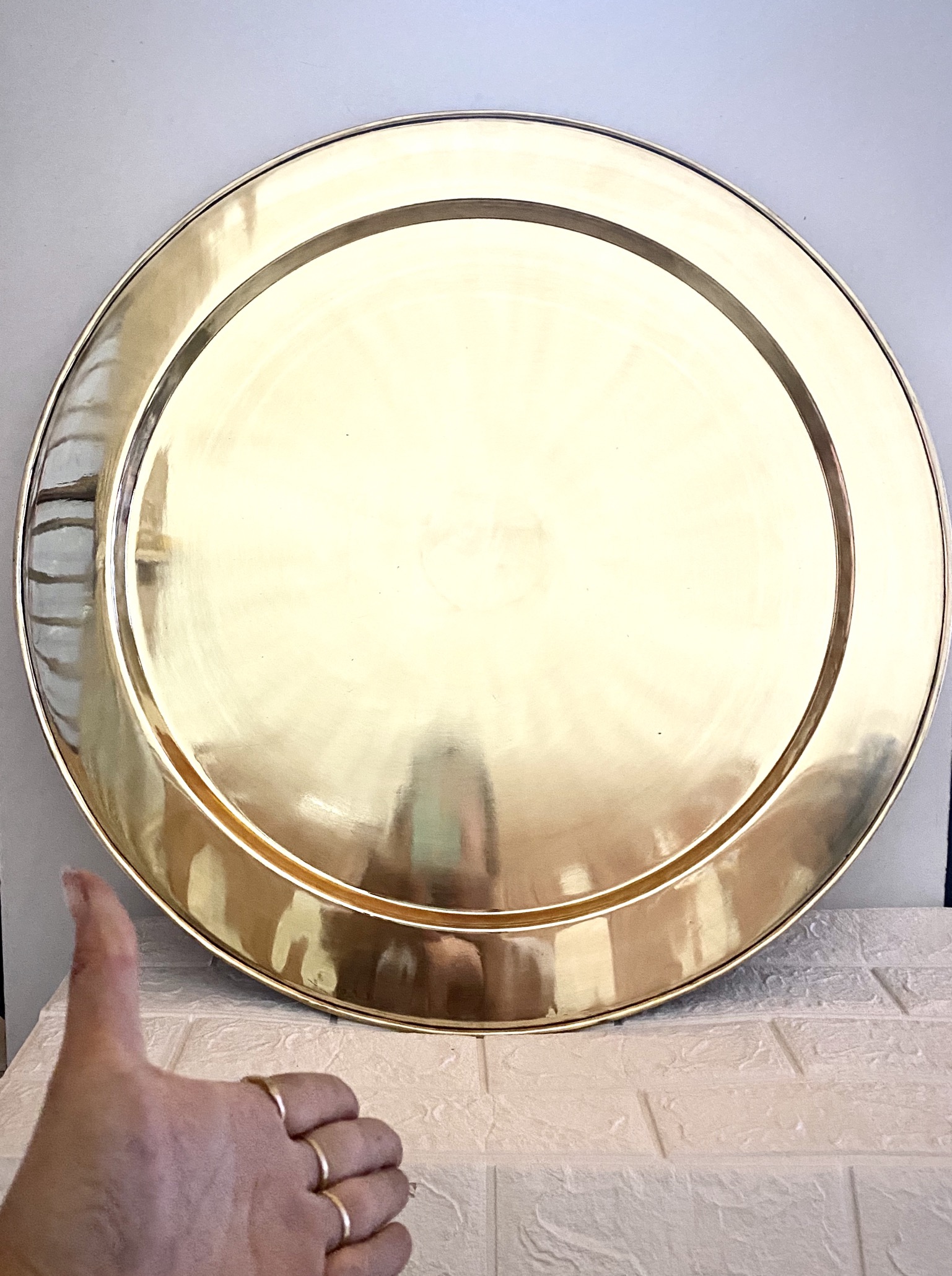 Mâm đồng 70 cm trơn chất liệu bằng đồng