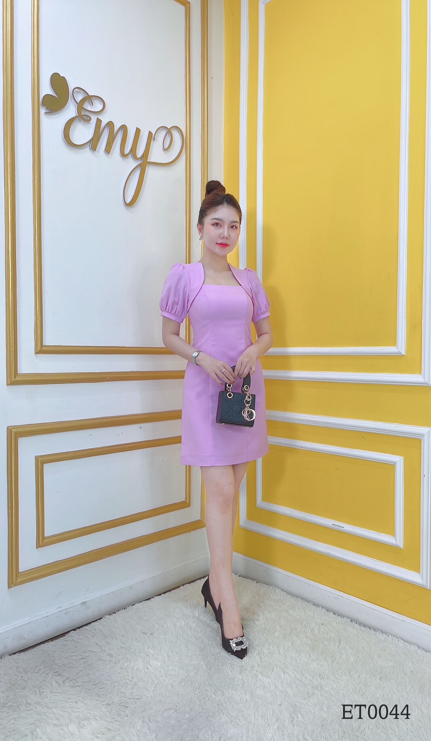 Đầm emy et0044 xoè a cổ cách điệu