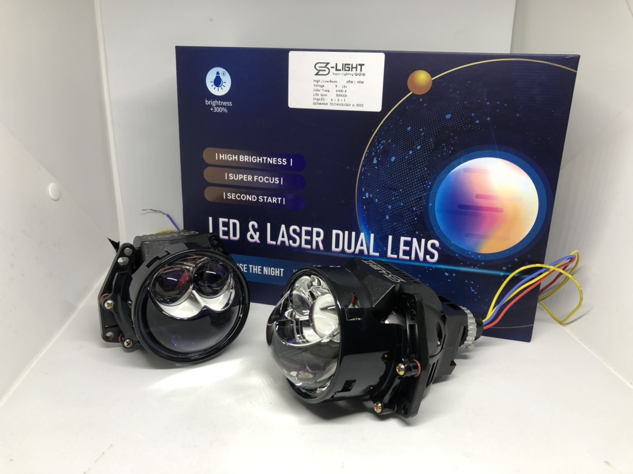 Đèn Bi LED S-LIGHT PRO x2 trợ pha LASER 3 inch