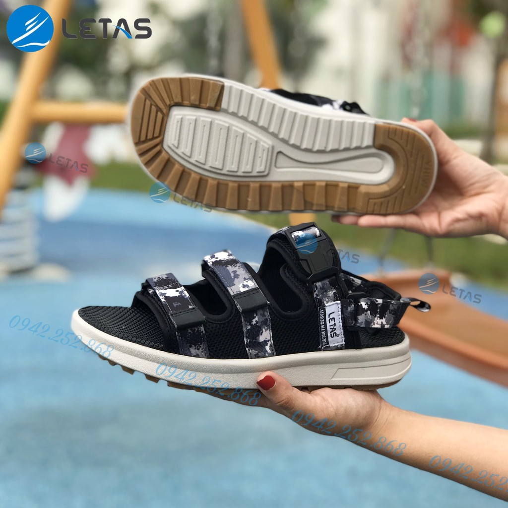 Sandal Nữ,Nam Cá Tính Letas D1003 Đen Camo