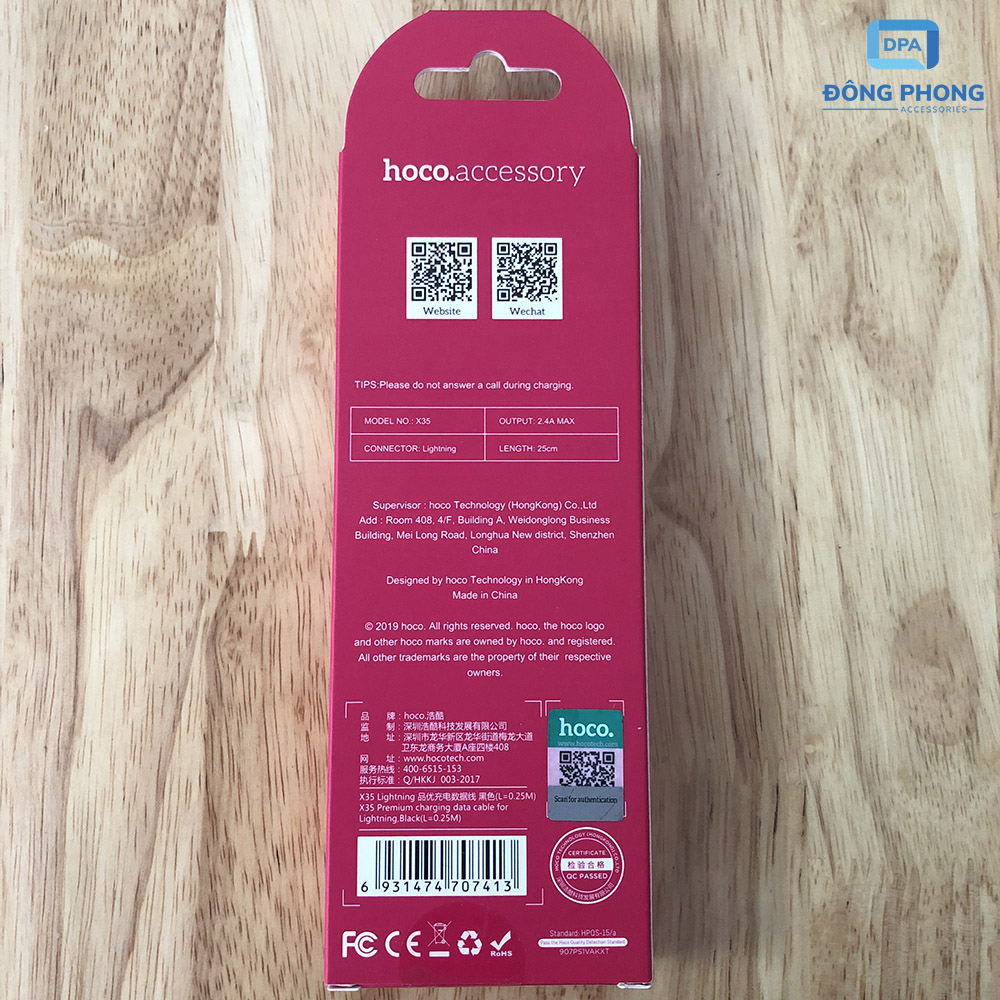 Cáp Ngắn Hoco X35 Sạc Nhanh iPhone, iPad Chính Hãng