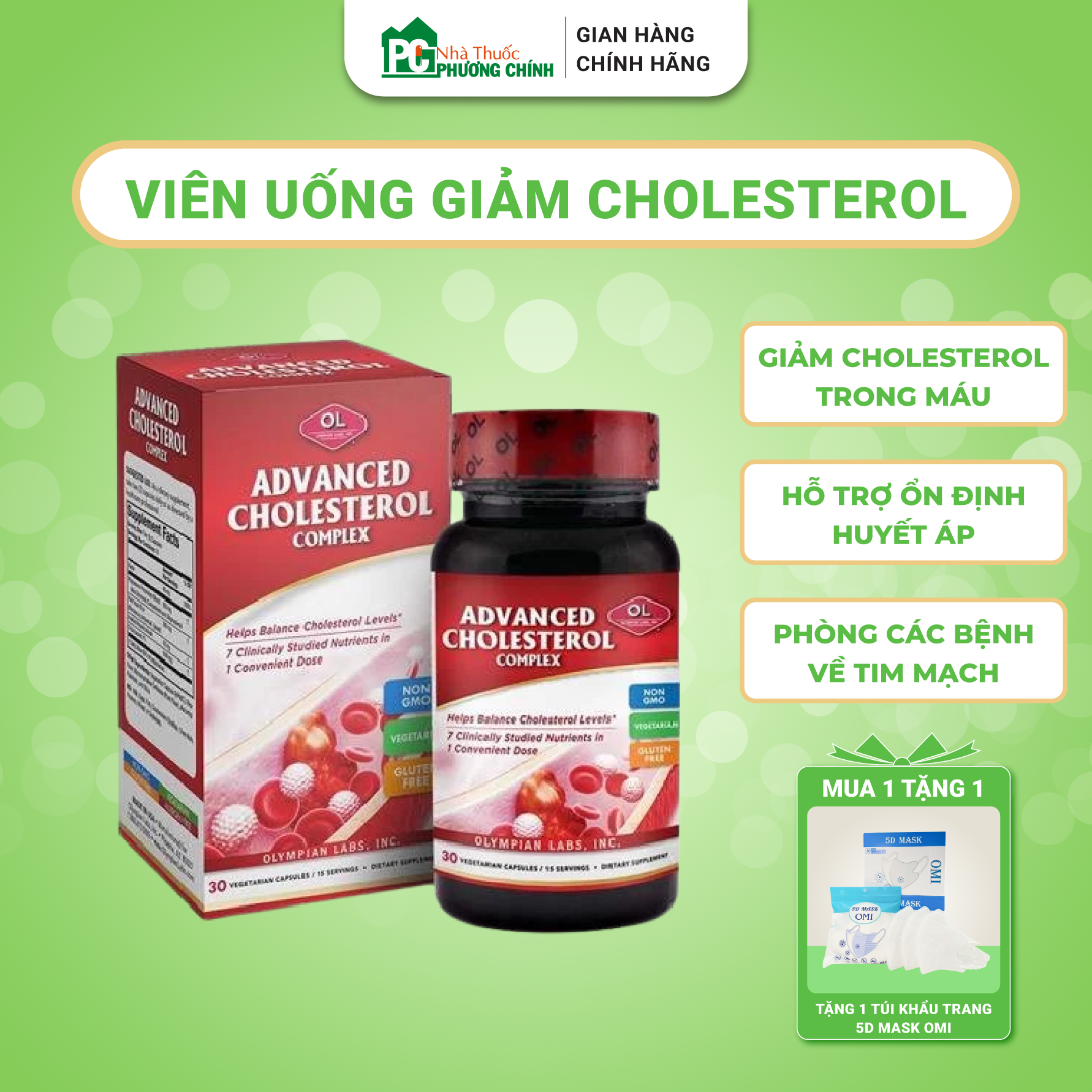 Viên uống hỗ trợ giảm mỡ máu olympian labs advanced cholesterol complex 30 viên