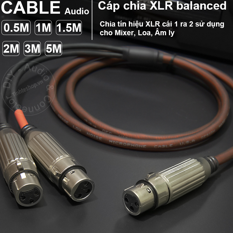 XLR female to 2 XLR female cable DIY 0.5M to 5M