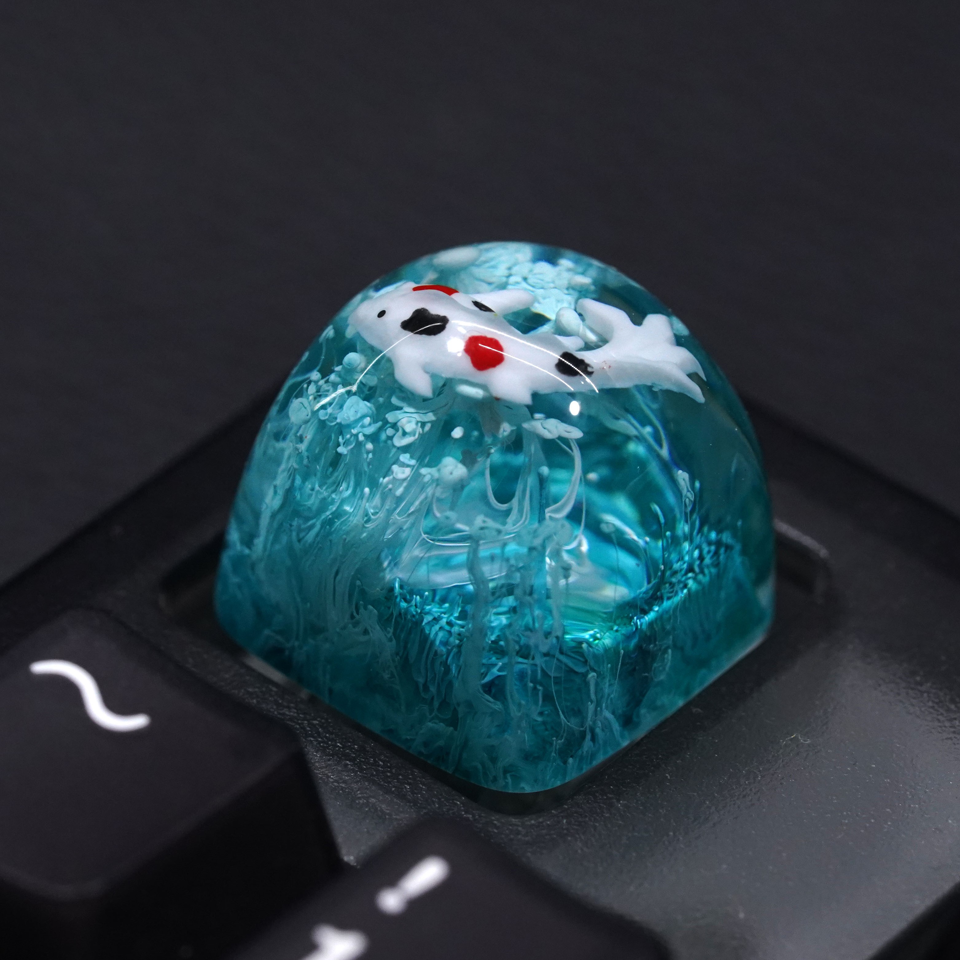 49Fzone - Keycap bàn phím cơ, Keycap artisan, Keycap cá Koi Aqua White