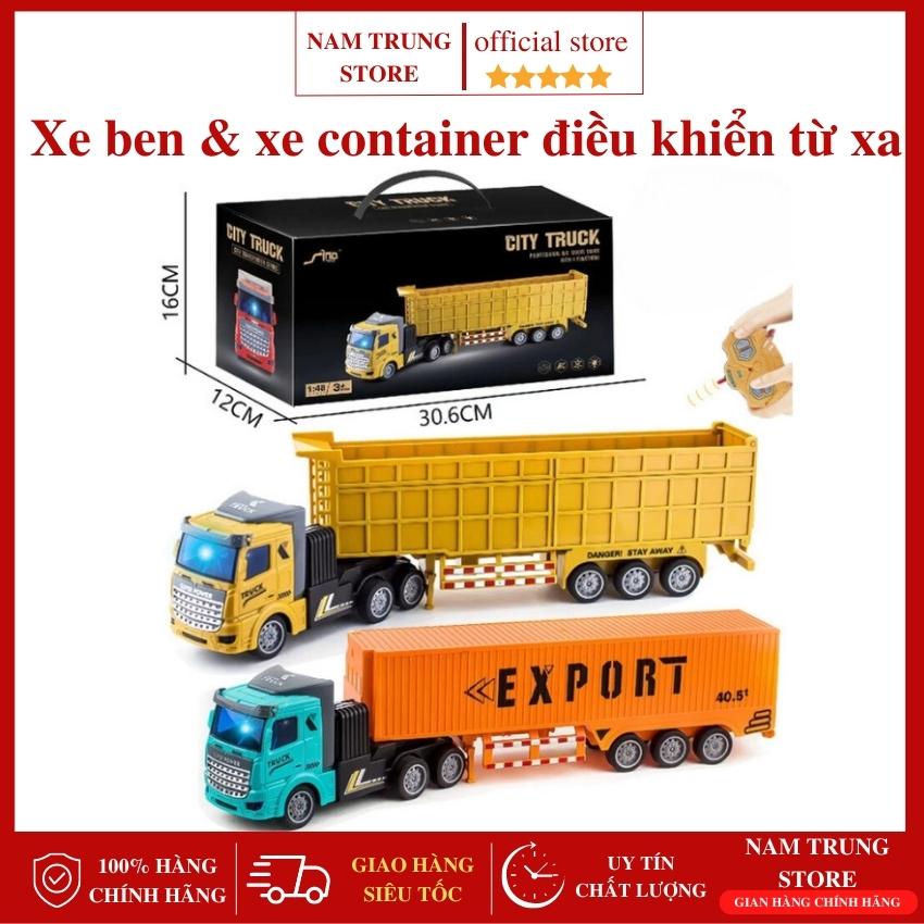 Xe Ben điều khiển từ xa 4 kênh có đèn, Xe container điều khiển từ xa có đèn, đồ chơi điều khiển từ xa cho bé