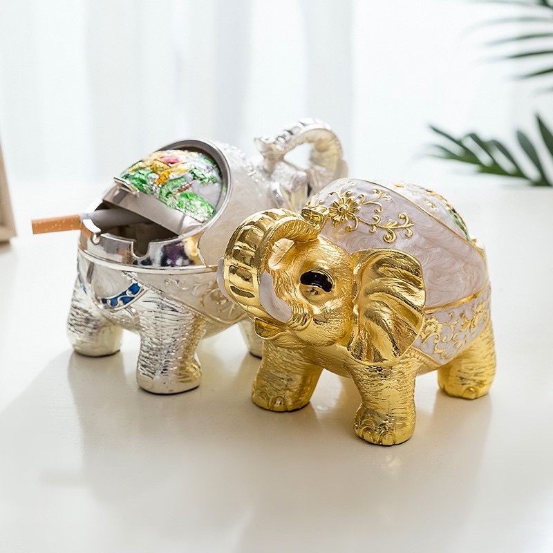 Gạt tàn hợp kim hình voi thái | gạt tàn thuốc hoàng gia hoạ tiết tân cổ điển