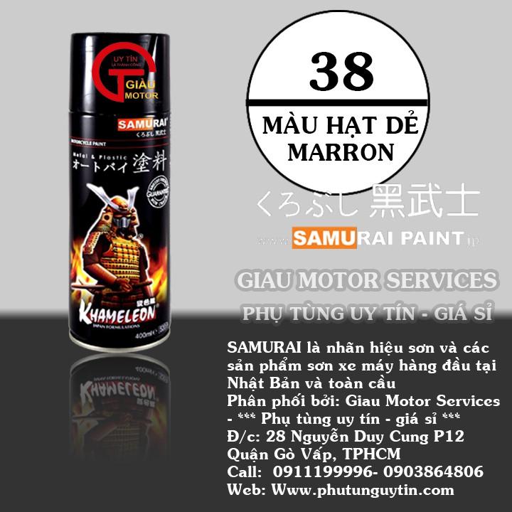 Chai sơn xịt sơn xe máy Samurai 10/38 màu hạt dẻ Maroon