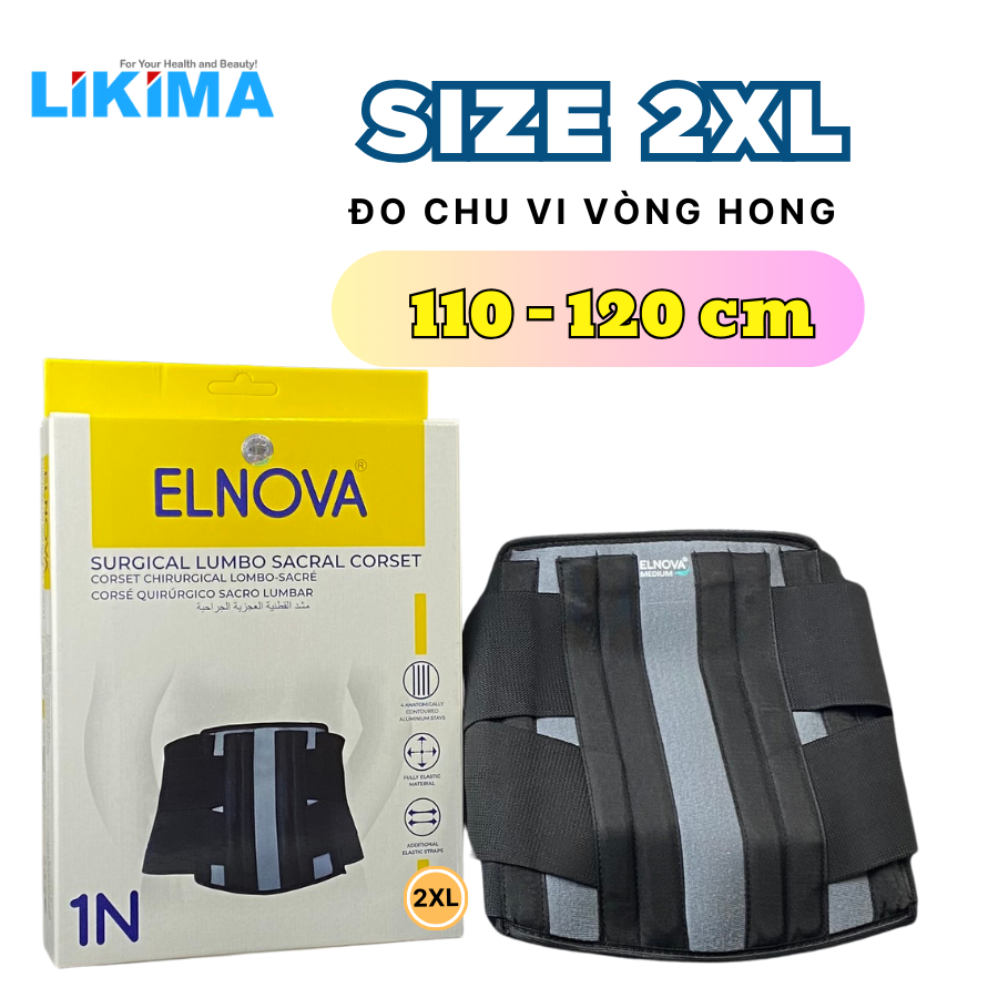 Đai Lưng Cột Sống - Đai cố định thắt lưng cột sống Elnova 1321 ( Màu đen) - LIKIMA