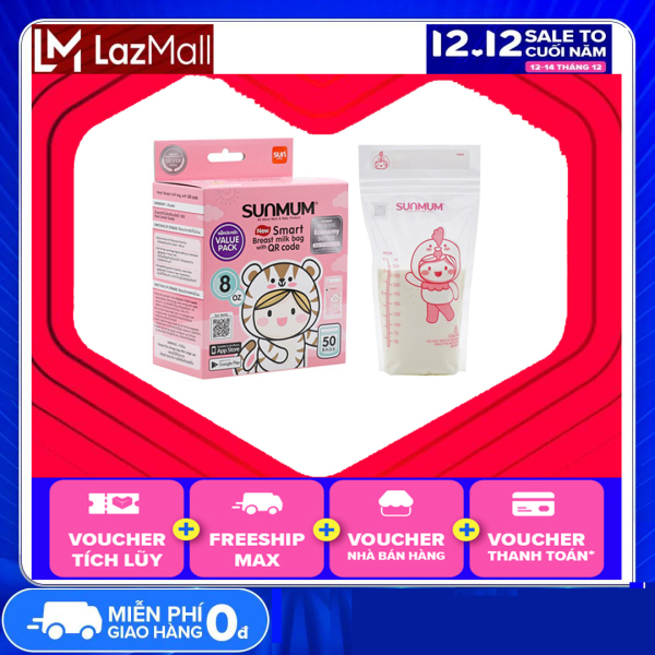 Túi trữ sữa Sunmum - mẫu mới nhất màu hồng, Vô trùng gấp 1.5 lần mẫu cũ, An toàn sức khoẻ, 3 lớp khoá Zip đảm bảo chống rò hiệu quả