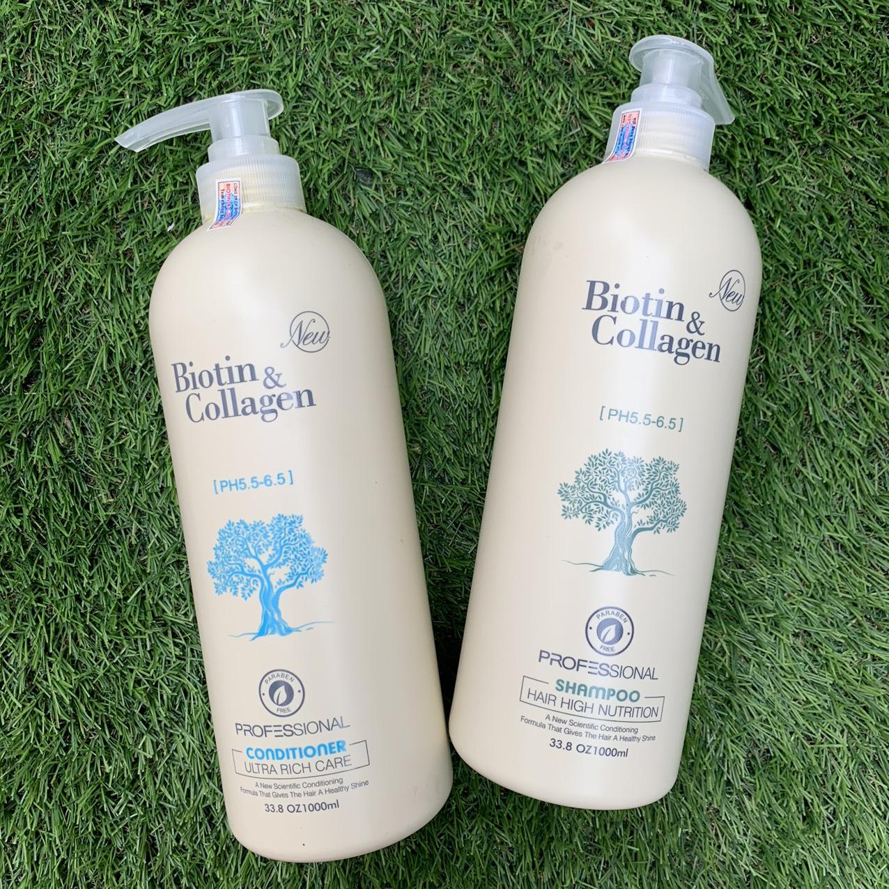 Dầu gội xả kích thích mọc tóc Biotin Collagen Yuiluim New 1000mlx2