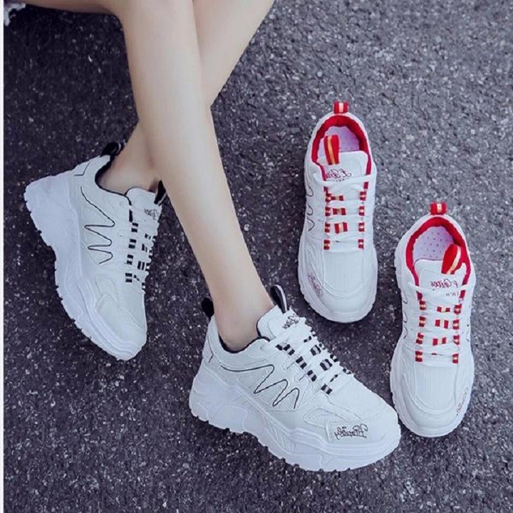 Giày thể thao nữ độn đế vạch sóng K.O - giày sneaker nữ trắng đế cao 7 cm giày ulzzang nữ hàn quốc đẹp giá rẻ