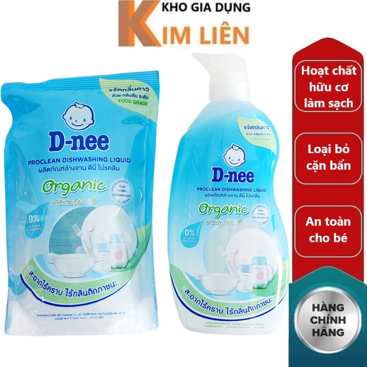 Nước rửa bình sữa DNEE Organic Thái Lan cho bé - Mẫu mới Túi 500ml