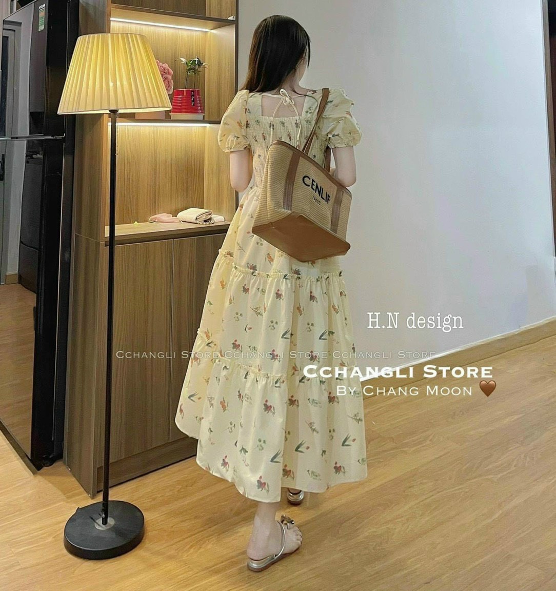 [New Sales 2024] HOÀN TIỀN 15% - Đầm lụa hoa nhí tay pồng phong cách vintage mùa hè ngọt ngào váy tiểu thư tay phồng Hàn Quốc thanh lịch