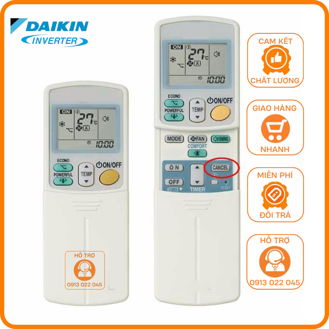 Remote máy lạnh 2 chiều Daikin inverter.