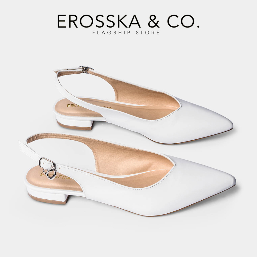 Giày nữ, giày cao gót slingback Erosska mũi nhọn cao 2cm thời trang kiểu dáng basic - EL001 (WH) giá rẻ