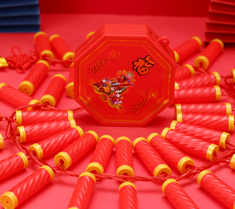 Dây pháo điện đèn LED trang trí tết [dùng pin tiện lợi] Dây pháo trang trí ngày tết nháy đèn led, pháo nổ