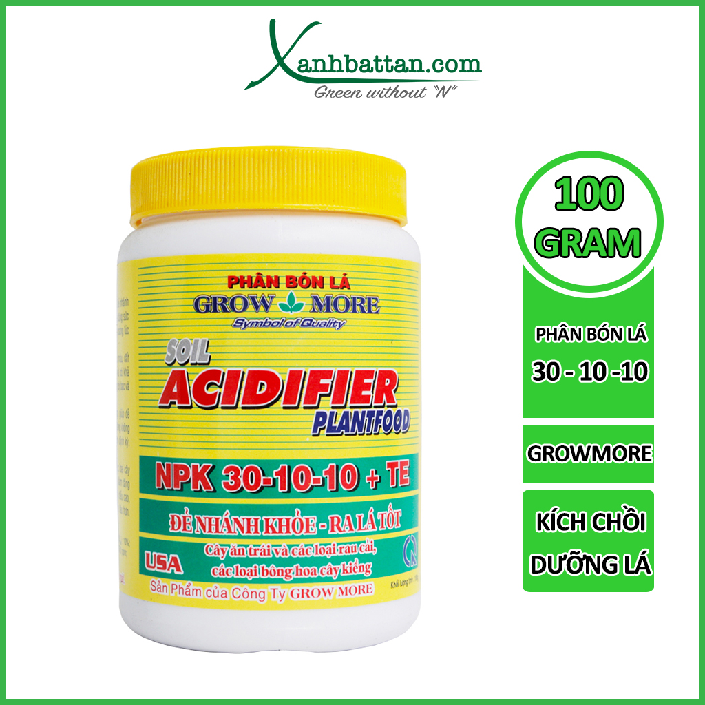 Phân Bón NPK 30-10-10 Growmore Acidifier 100 Gram
