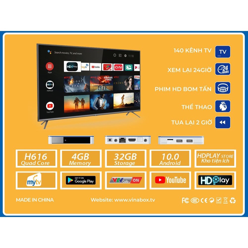 Mytvnet 4H RAM 4GB + 32GB Android TV 10