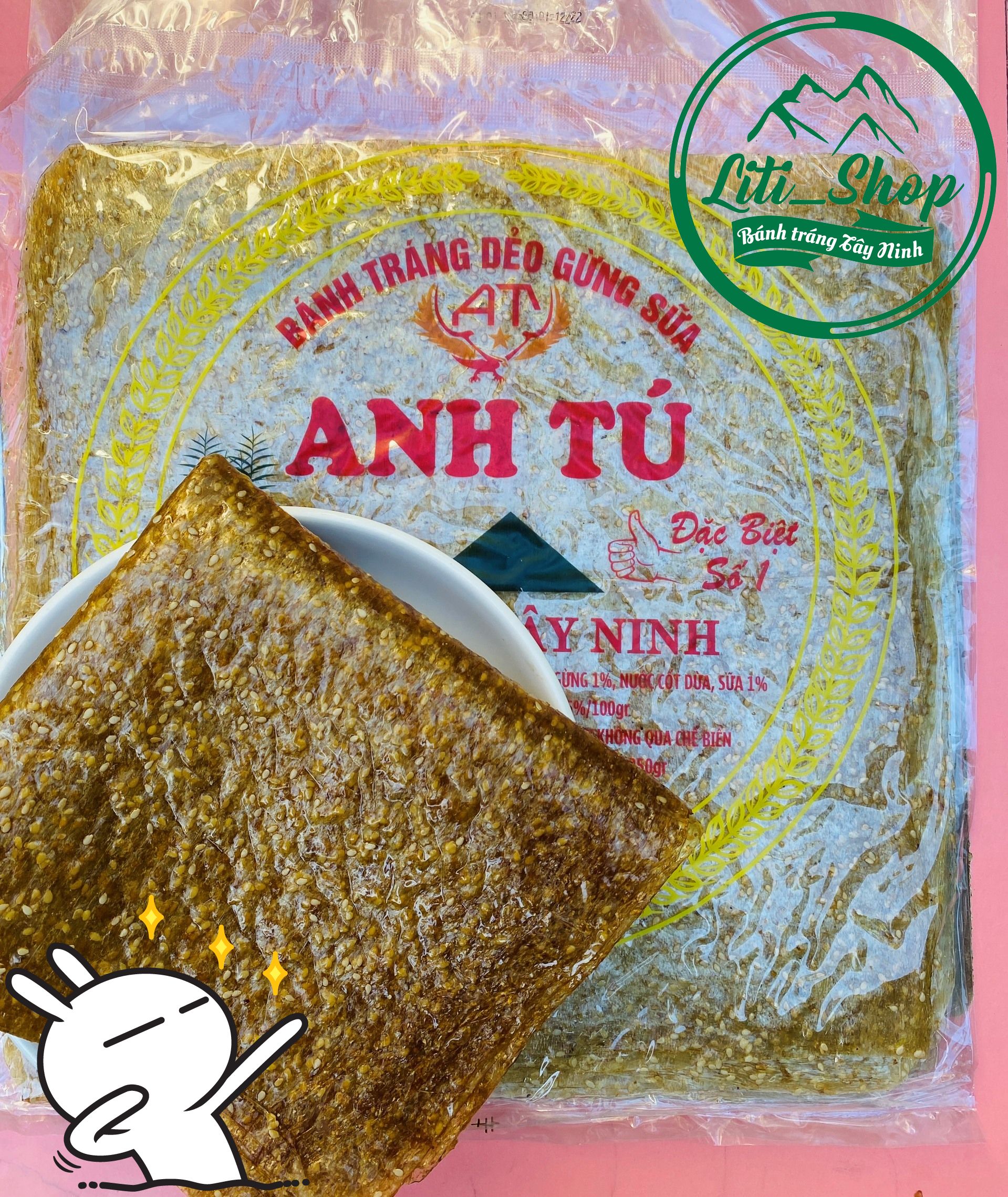 Bánh tráng Dẻo mè gừng Anh Tú 350Gr