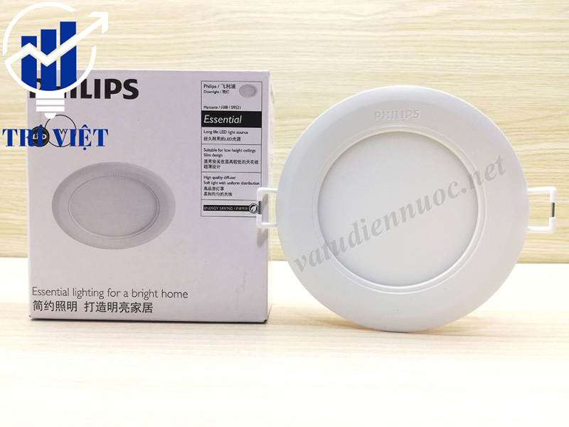 Combo 5 Bóng Đèn led âm trần tròn 9W Philips Marcasite