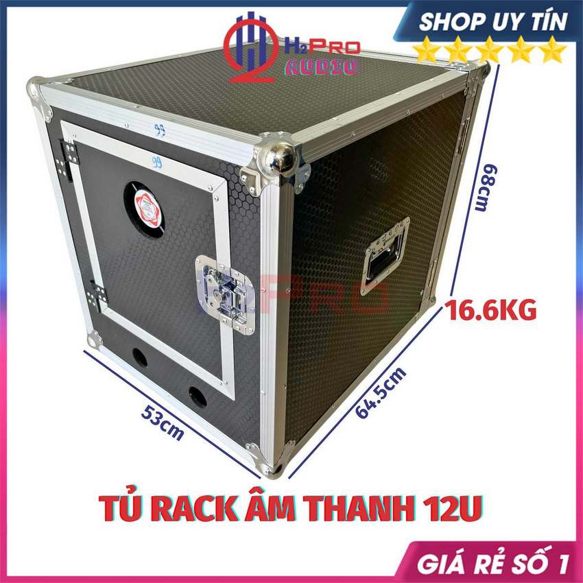 Tủ Rack Âm Thanh 12U Dày Dặn 4 Bánh Xe - Có Cánh Cửa - Quạt Làm Mát, Tủ Máy Âm Thanh Chuyên Nghiệp Cao Cấp - H2Pro Audio