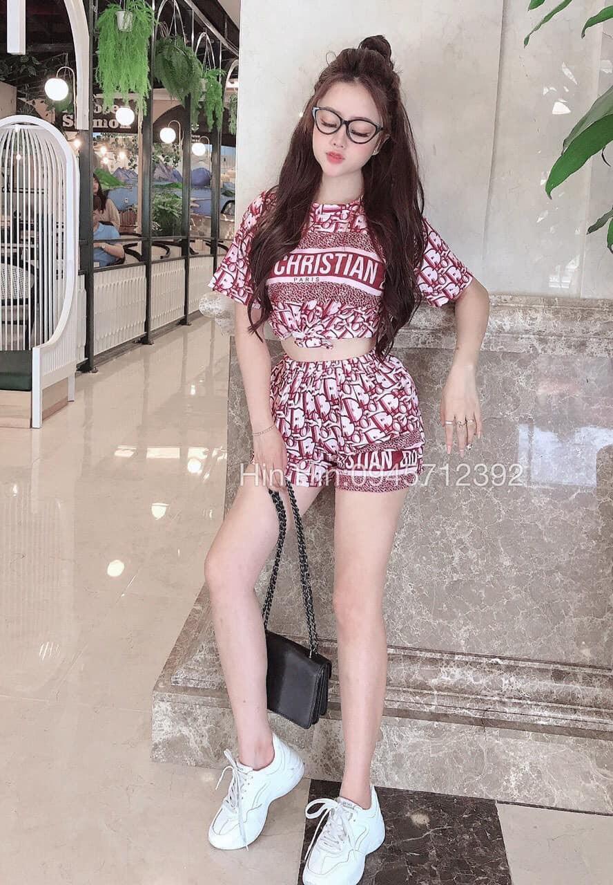 Sét bộ coton đùi in chữ chirstian-QH