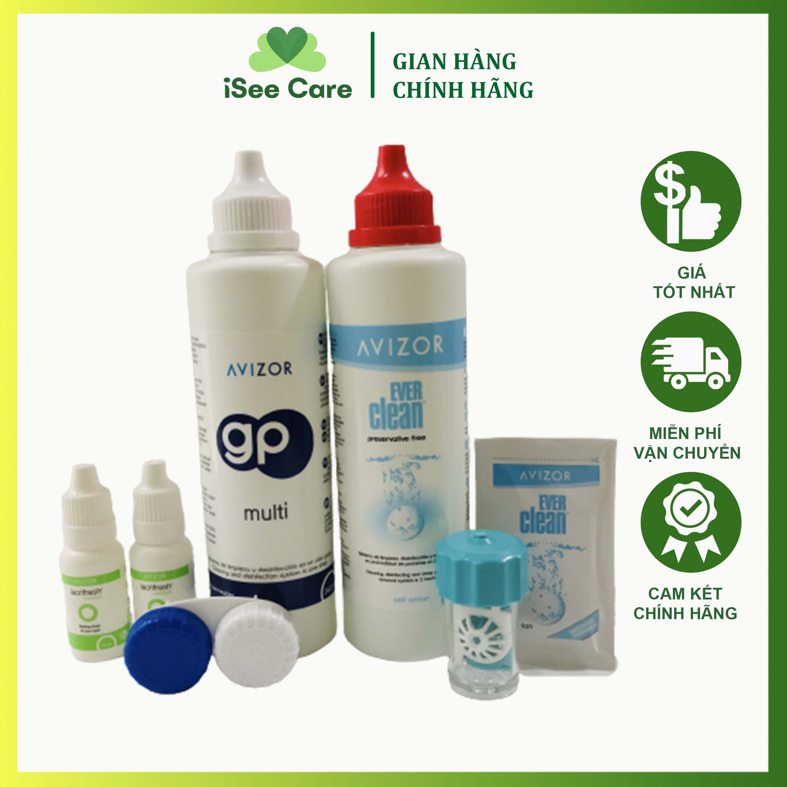 Combo 2 Nước nhỏ mắt, 1 nước ngâm & 1 nước diệt khuẩn lens kính áp tròng Avizor