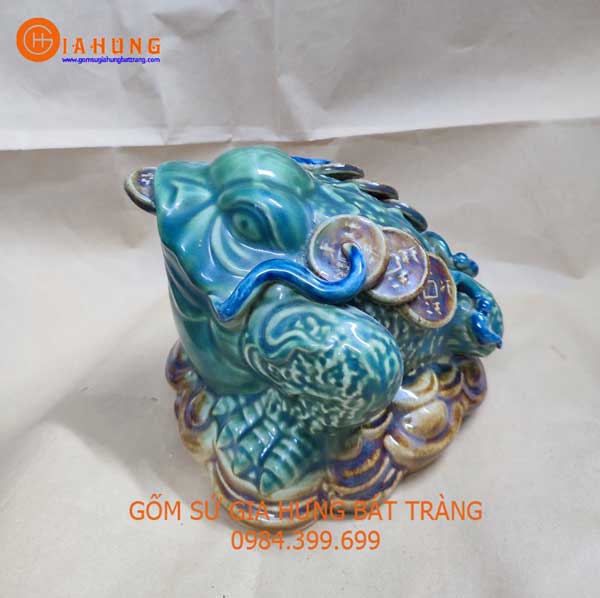 Ông cóc, cóc thần tài, ông cóc ngậm tiền gốm Bát Tràng cao 10cm