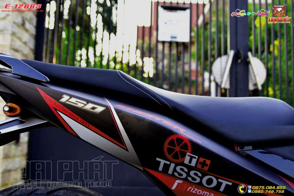 Tem Trùm Xe Exciter 150 Tissot Đỏ Đen Nhám