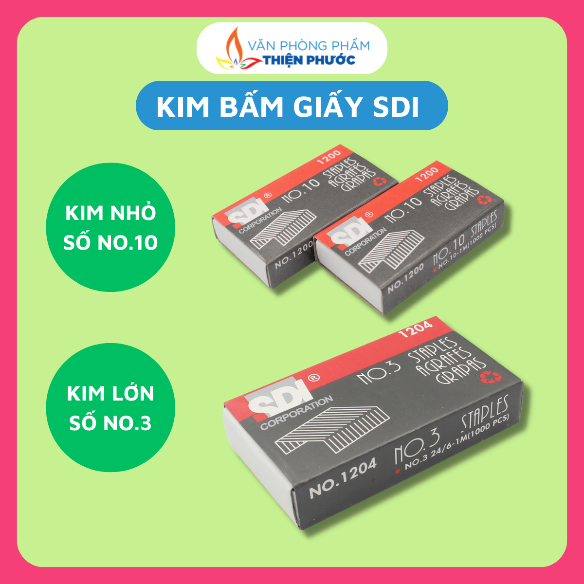 Kim bấm giấy SDI No.10 - No.3 [20 Hộp nhỏ] THIỆN PHƯỚC