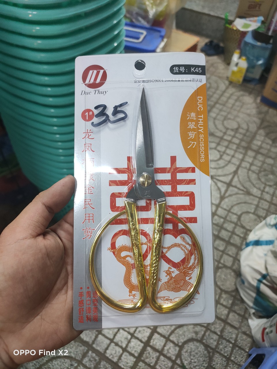 [HCM]Kéo inox cán vàng K-45