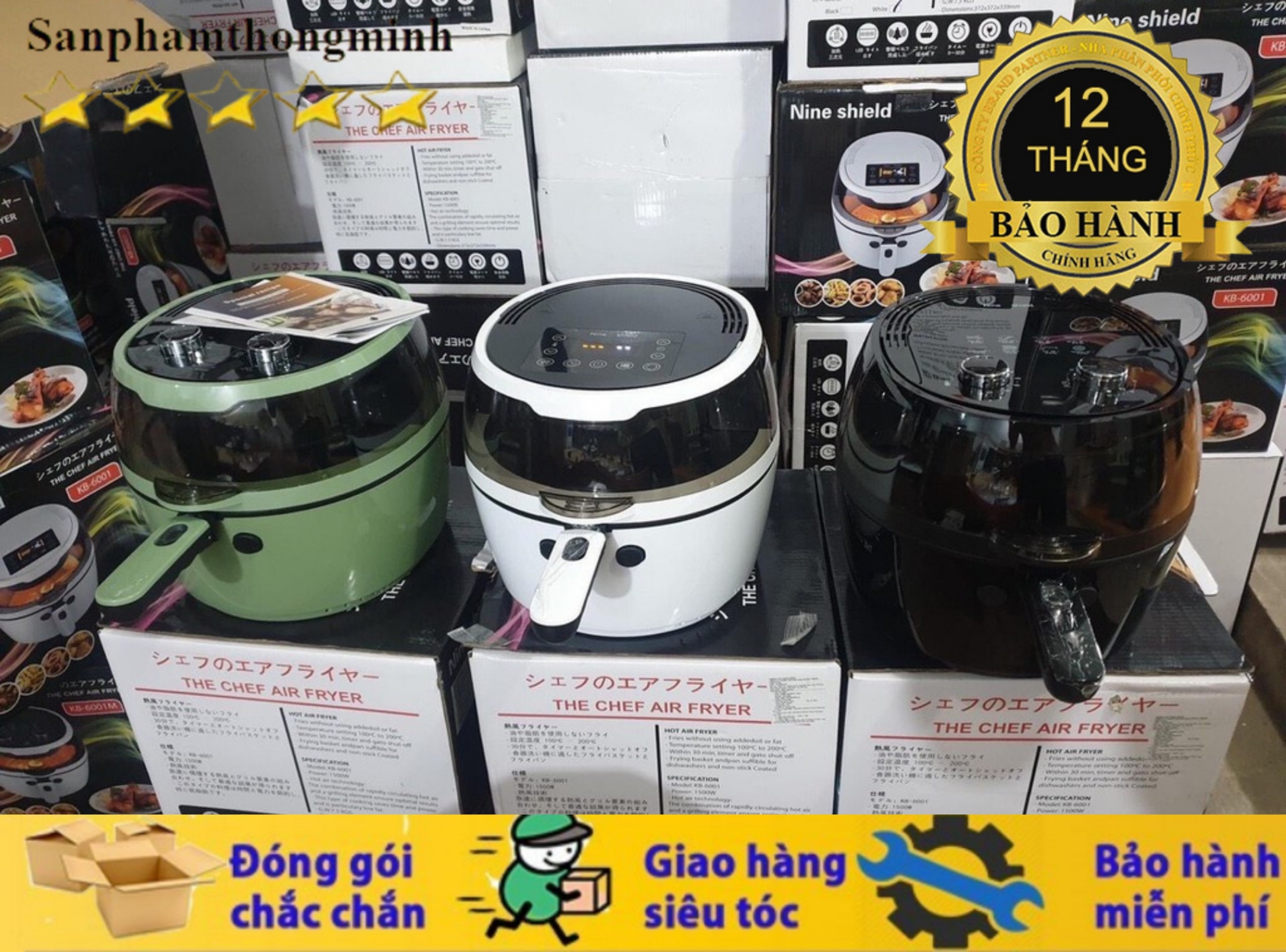 (Bảo Hành 12 Tháng )Nồi Chiên Không Dầu CƠ Nine Shield 8 lít