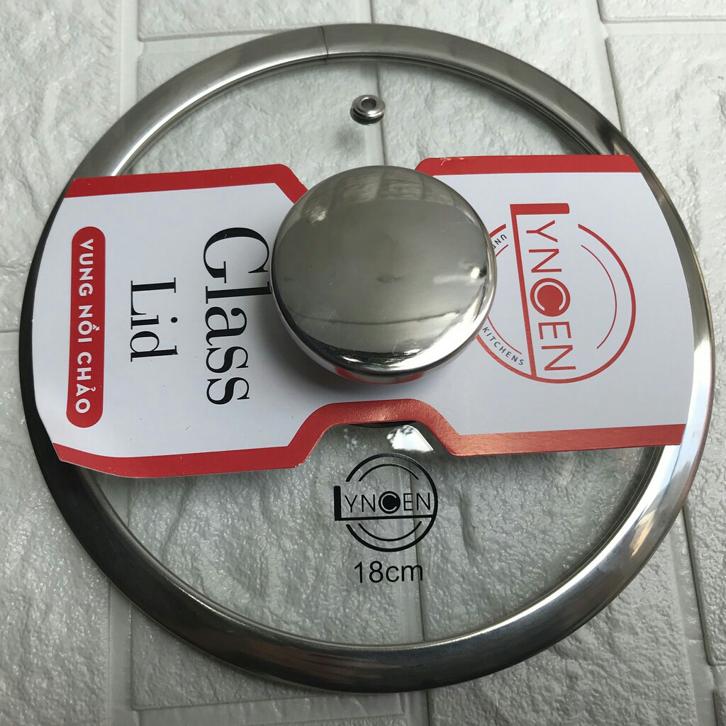 Nắp vung nồi chảo kính cường lực viền INOX LYNCEN -giá rẻ-đủ size 16-28cm