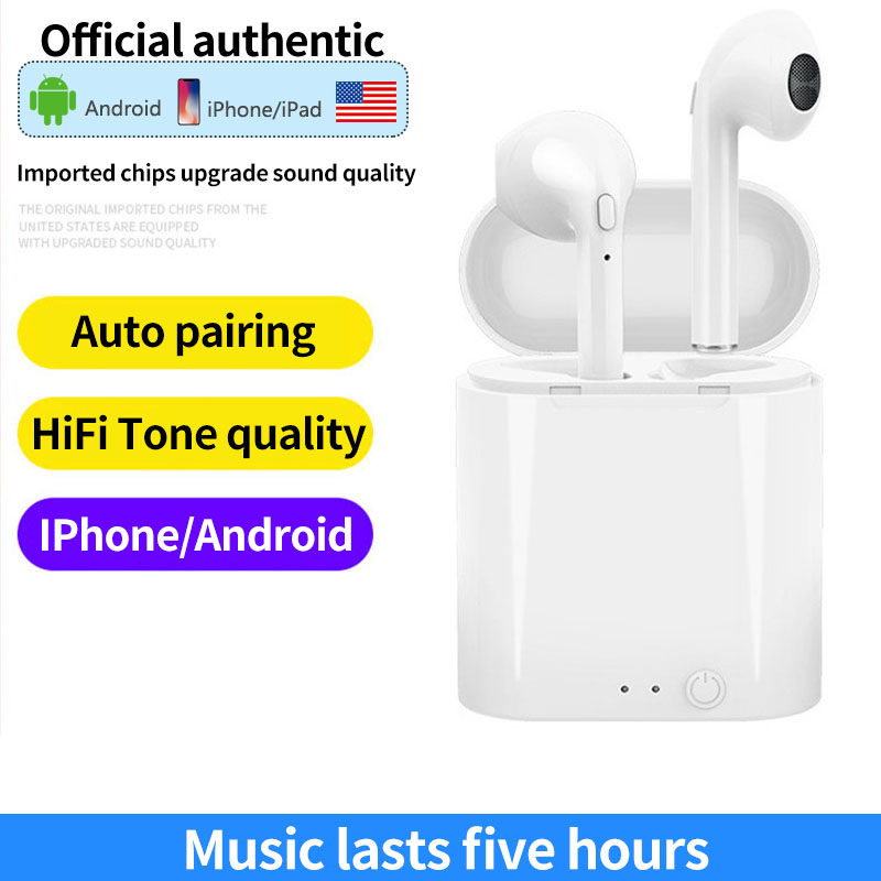 【 với Đồng hồ LED miễn phí】Tai Nghe Bluetooth I7S