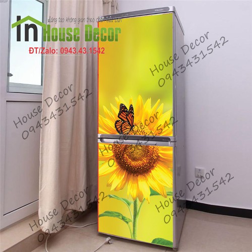 Decal dán trang trí tủ lạnh hoa hướng dương - MS 77