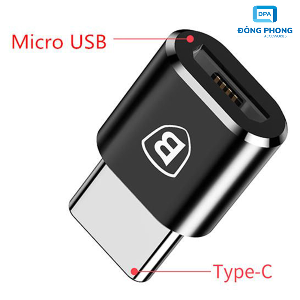 Đầu Chuyển Cổng Micro USB Sang Type C Chính Hãng Baseus