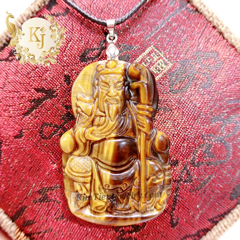 Mặt dây chuyền quan công đá thạch anh mắt hổ 4,8 x 3,3 cm - dành cho nam - tránh tiểu nhân - tặng kèm móc bạc, dây đeo như hình