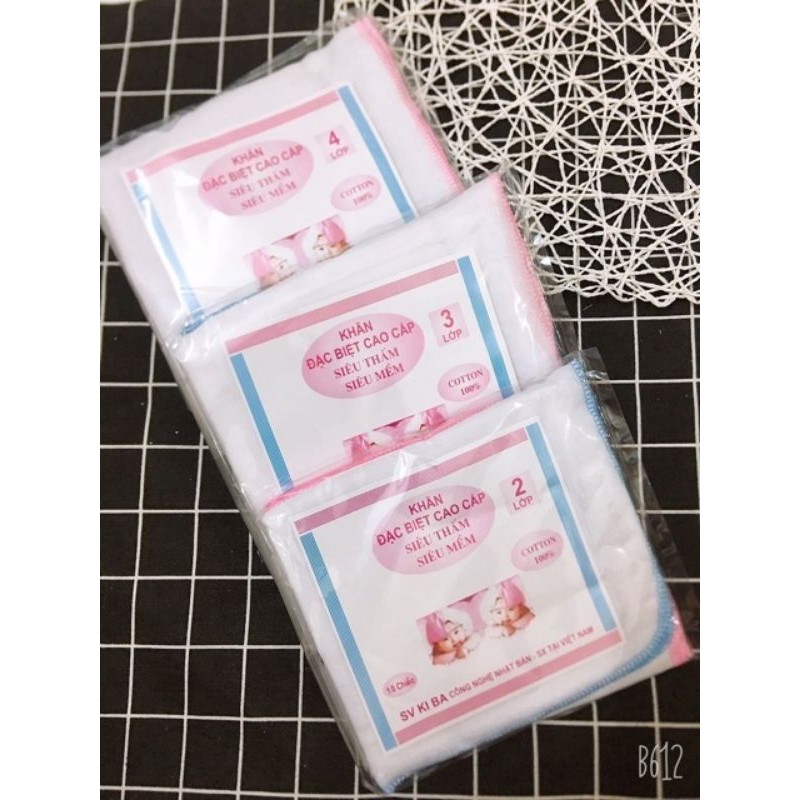 Set 10 Chiếc Khăn Sữa kiba 2/3/4 Lớp cho bé