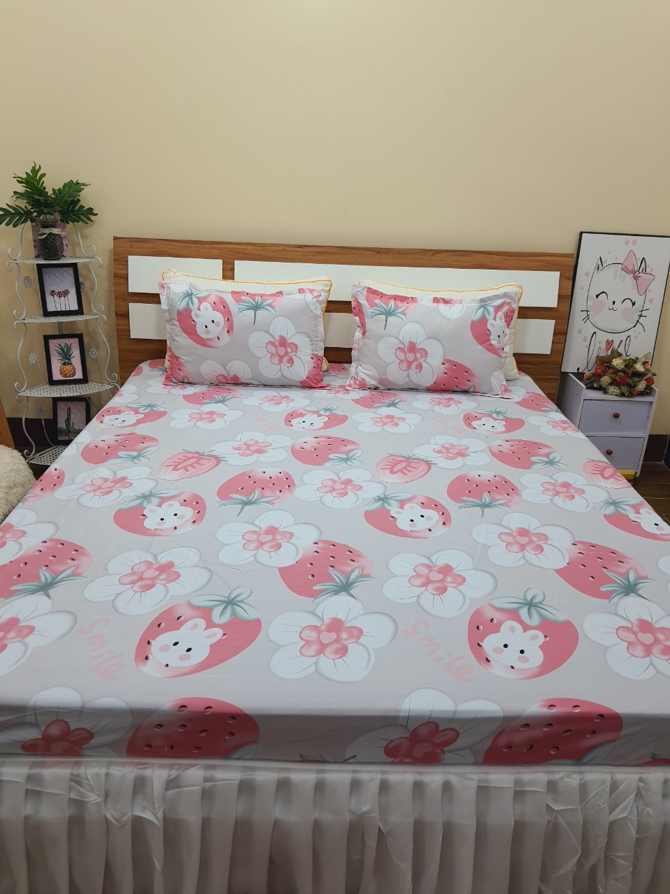 (Freeship50k) Bộ 3 món Ga gối, ga bọc nệm Mon Đàn, Dio,... drap giường giá rẻ kích thước m2/m6/m8/2m2 chất Poly cotton - Ga bo chun bảo vệ đệm, Chăn ga gối Moon Shop