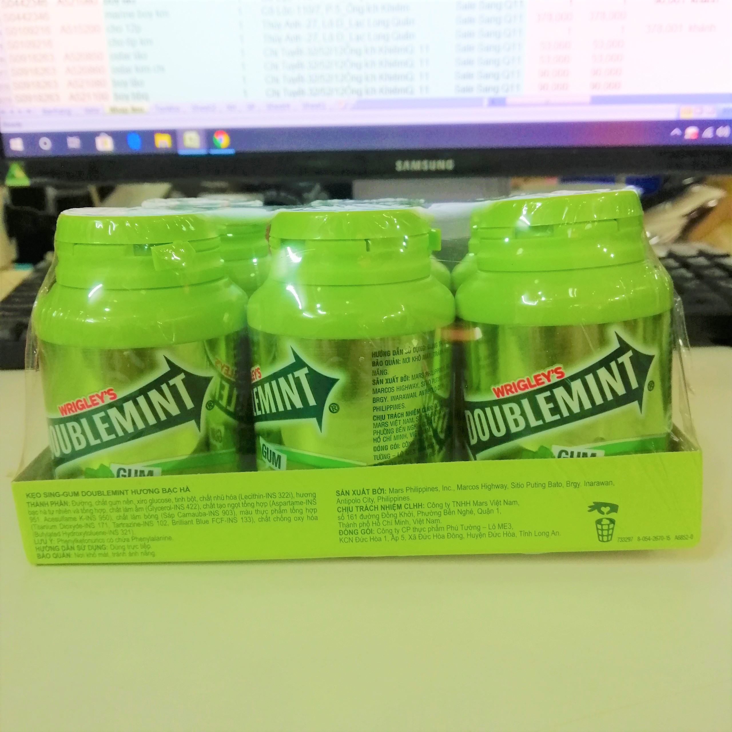 Kẹo Sing-gum Doublemint Bạc Hà (Lọ 58.4g)