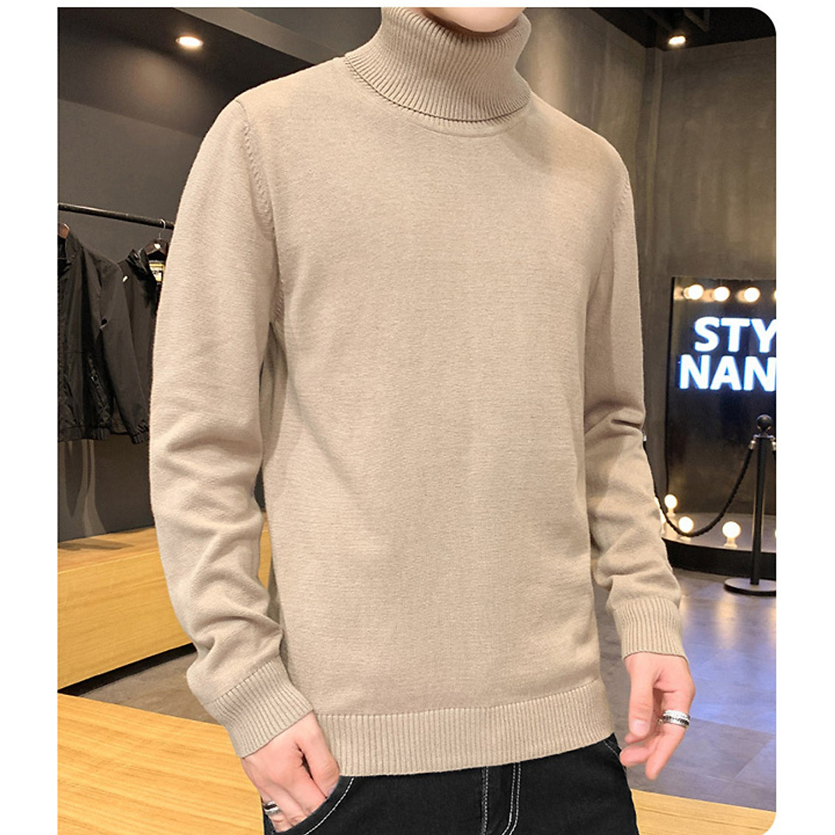 Áo Len cao cổ nam SLINEN, Basic chất mịn (Kem/Xanh Đen/Xám Nhạt/Xám Đậm/Trắng)